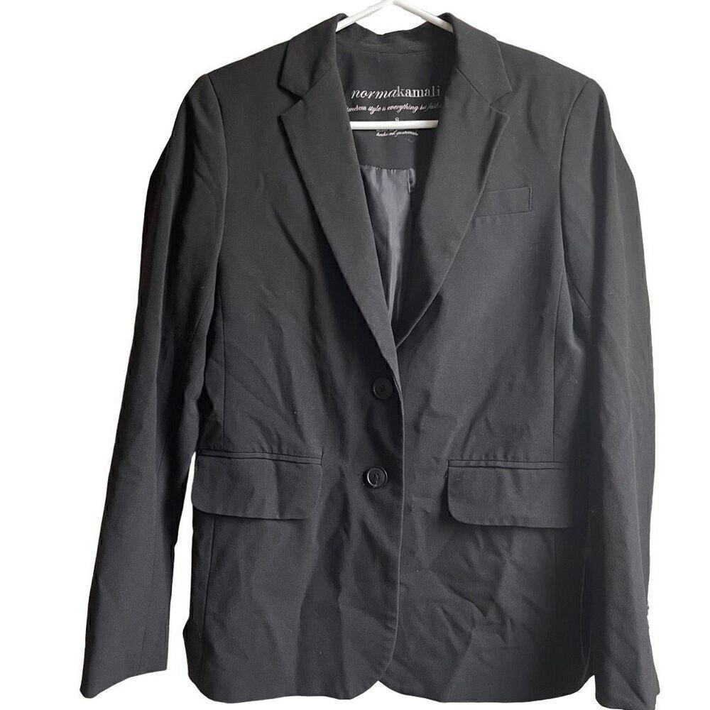 Norma Kamali Womens Blazer 8 Single Breasted Black Suit Jacket Classic Structure